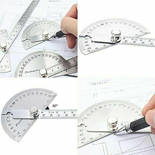 30CM Angle Finder Ruler Both Arms 0-180 Degrees Scale Stainless Steel Protractor