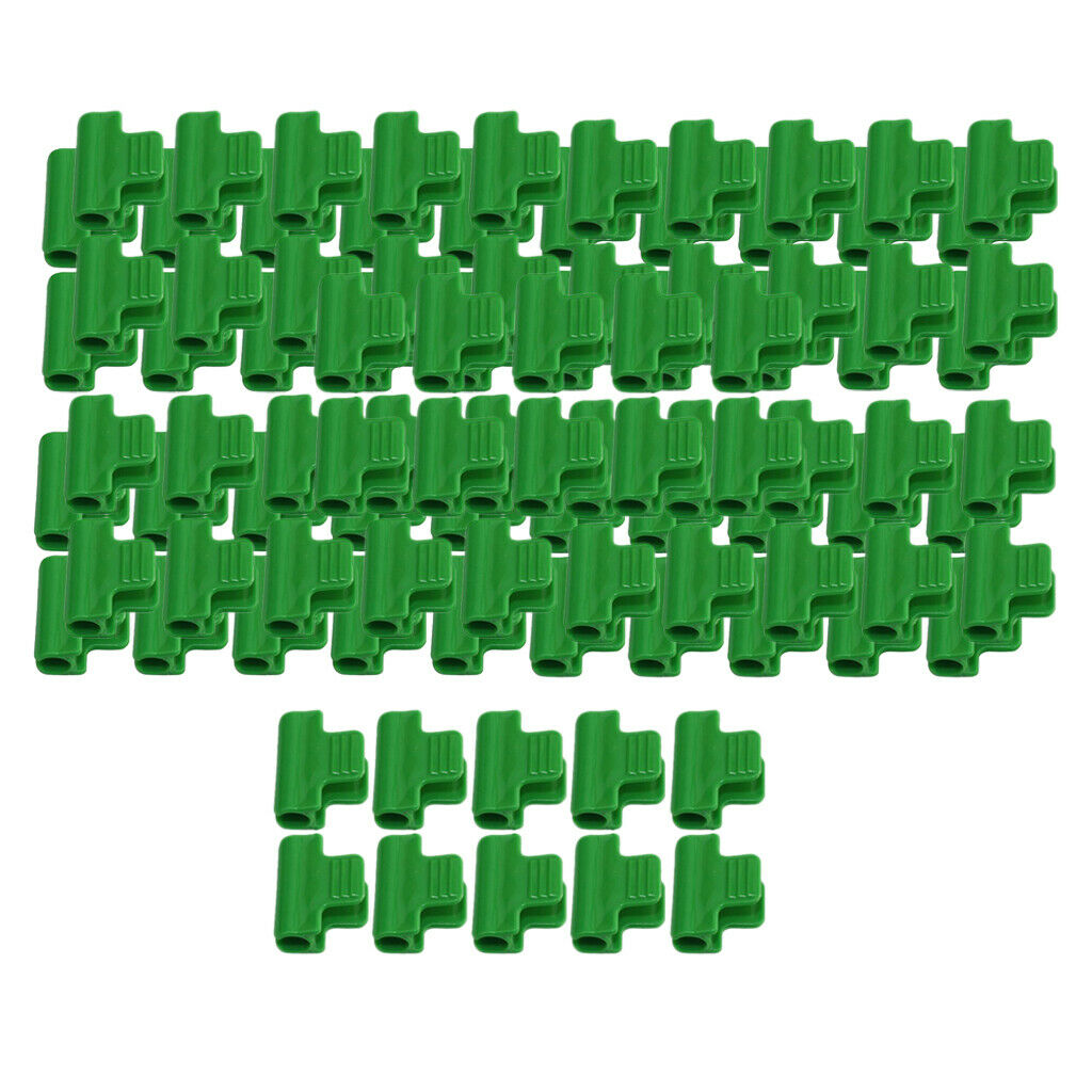 100Pcs Green Pipe Clamps for 11mm/0.43inch Stakes Greenhouse Garden Hoop