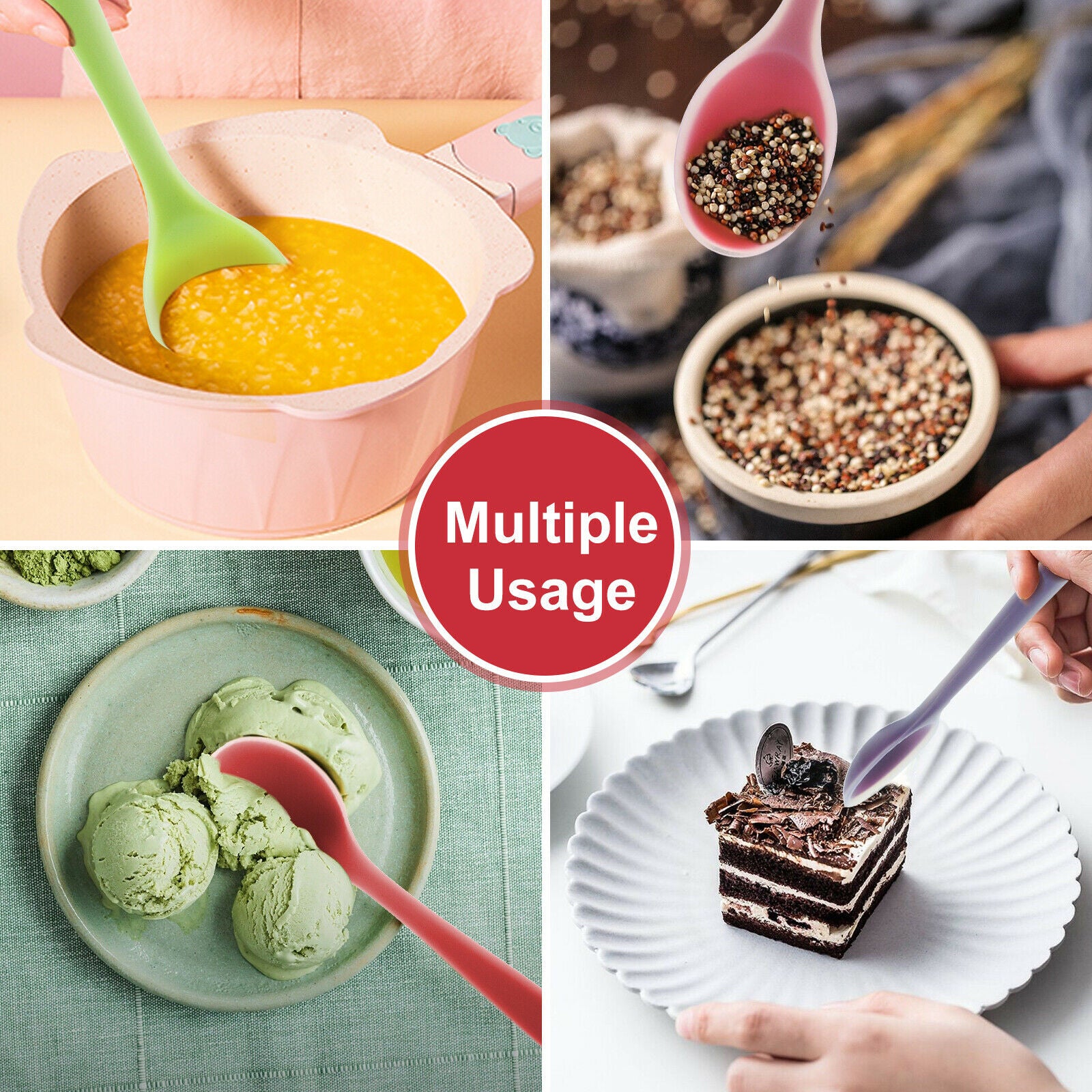 Silicone Spoon Kitchen Accessory Spoon Spice Rice Flour Soup