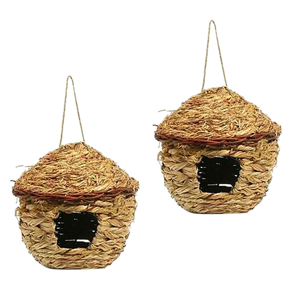 2pcs Hanging Cockatiel Bird Nest Hatching Breeding Nest Pet Grass Cave