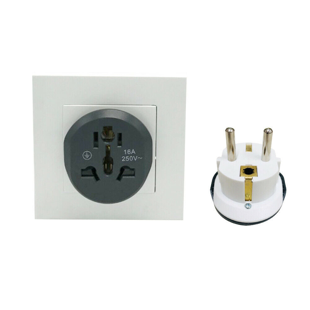 AC 250V 16A 2 Round Pin EU Universal EU Plug Converter Socket AU US UK CN To EU