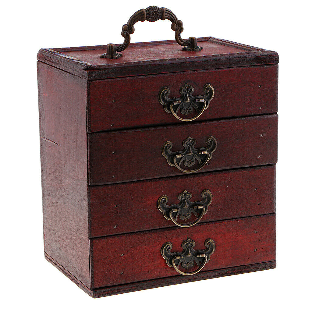 4-Layer Decorative Jewelry Storage Box Chest Treasure Organizer Container