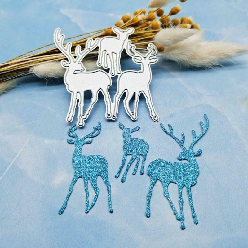 Three Christmas Deer Cutting Dies Stencil Scrapbook Album Paper Card Template