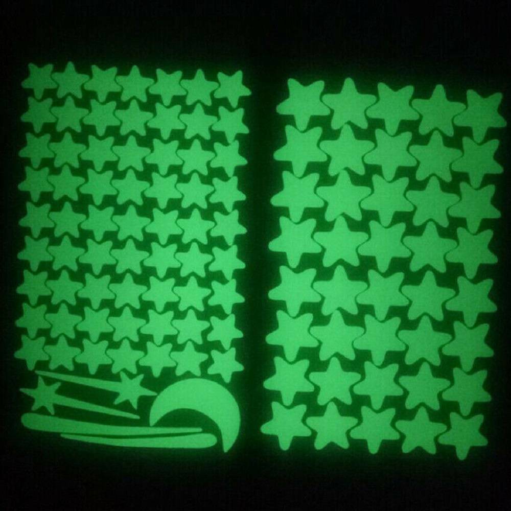 103Pcs Glow In The Dark Star Wall Stickers Star Moon Luminous Kids Room Decor