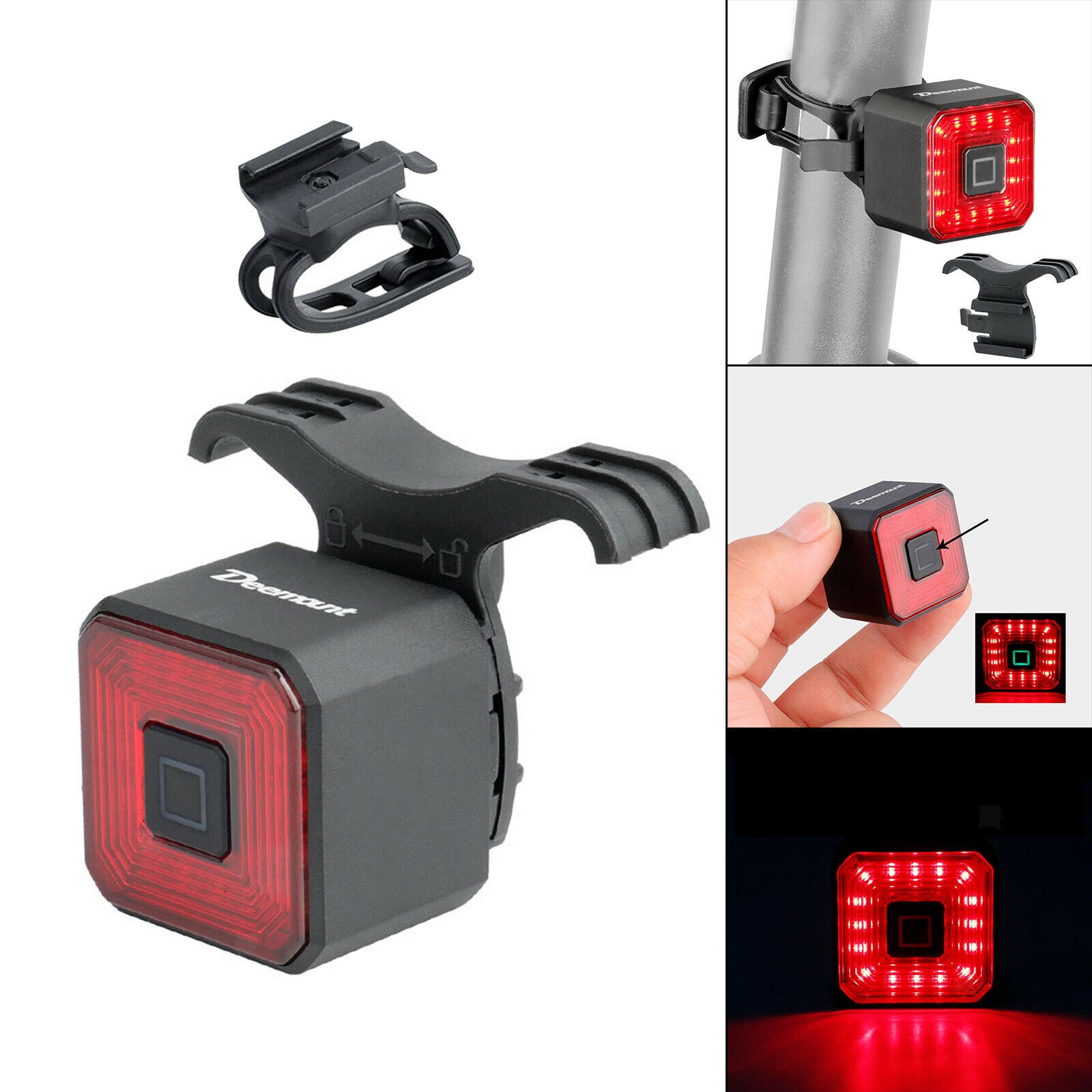 Smart Bike Tail Light Rear Lights Bicycle Flashlight Dual Working Mode