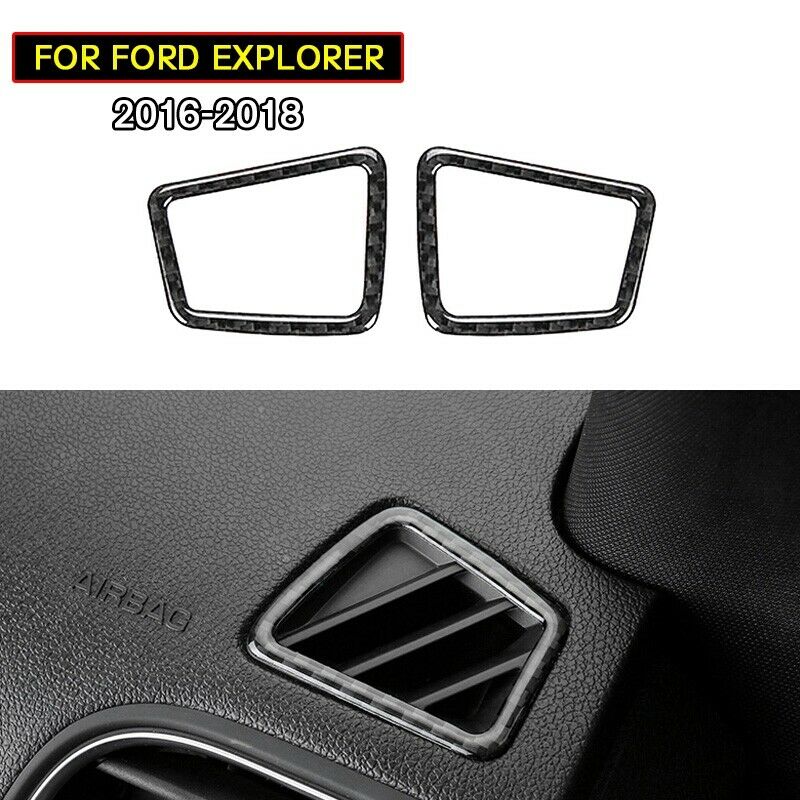 2pcs Carbon Fiber Upper Air Vent Outlet Cover Trim For Ford Explorer 2013-2018