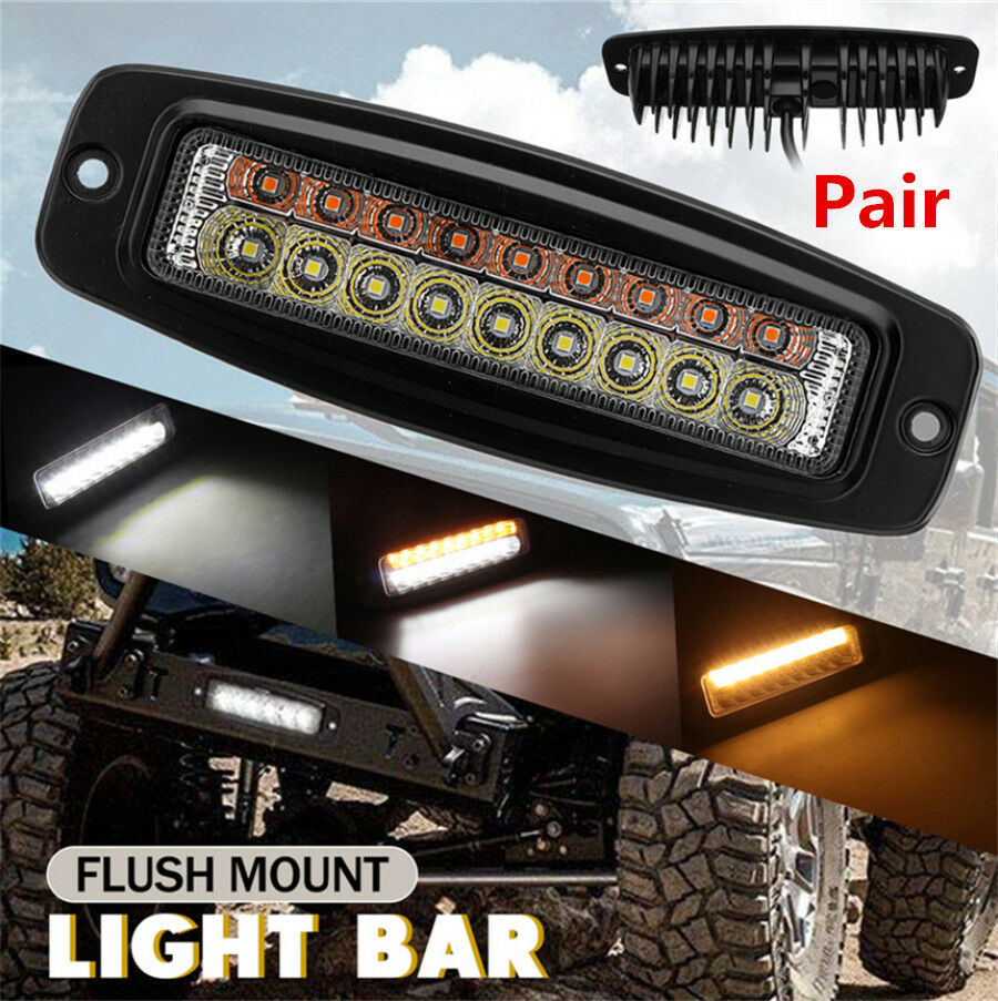 2Pc 7.3" 18LED 54W 5400LM Dual Color Combo Led Work Light For Car Off-Road Truck