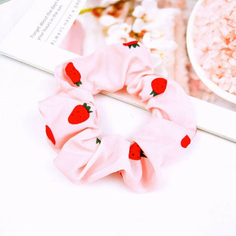 Women Strawberry Scrunchies Elastic Hair Bands Girls Sweet Ponytail Holder T XC