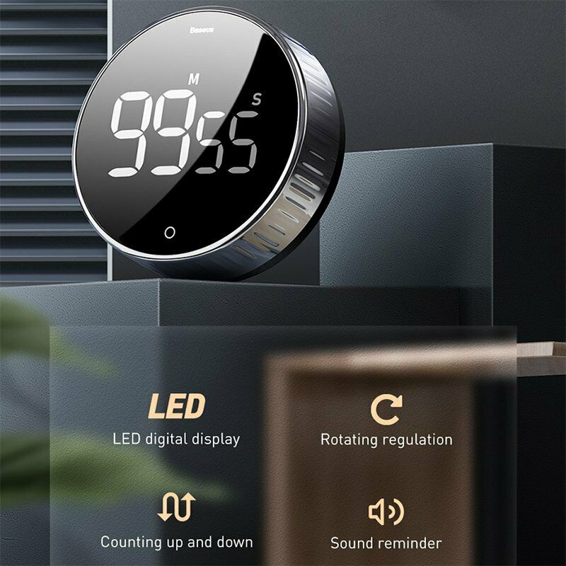 New Kitchen LCD Digital Cooking Timer Count-Down Alarm Clock Magnetic Black