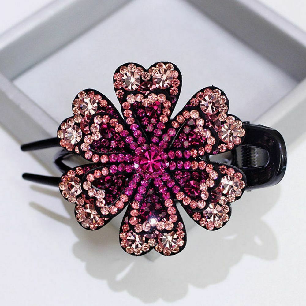 Rhinestone Hair Clip Crystal Flower Duckbill Hairgrip Wedding Dovetail Clips