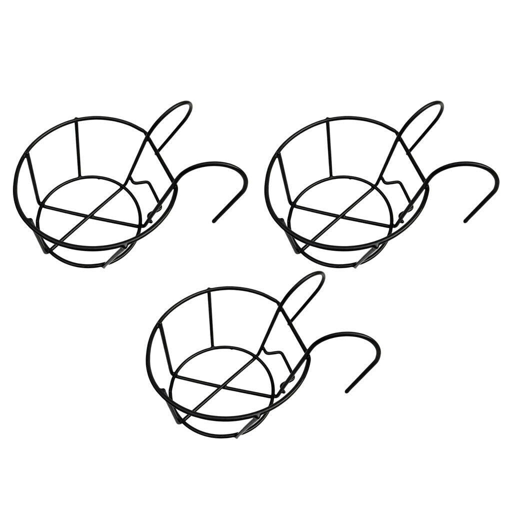 3Pcs Metal Hanging Basket Balcony Flower Pot Holder Shelf Patio Porch Fence