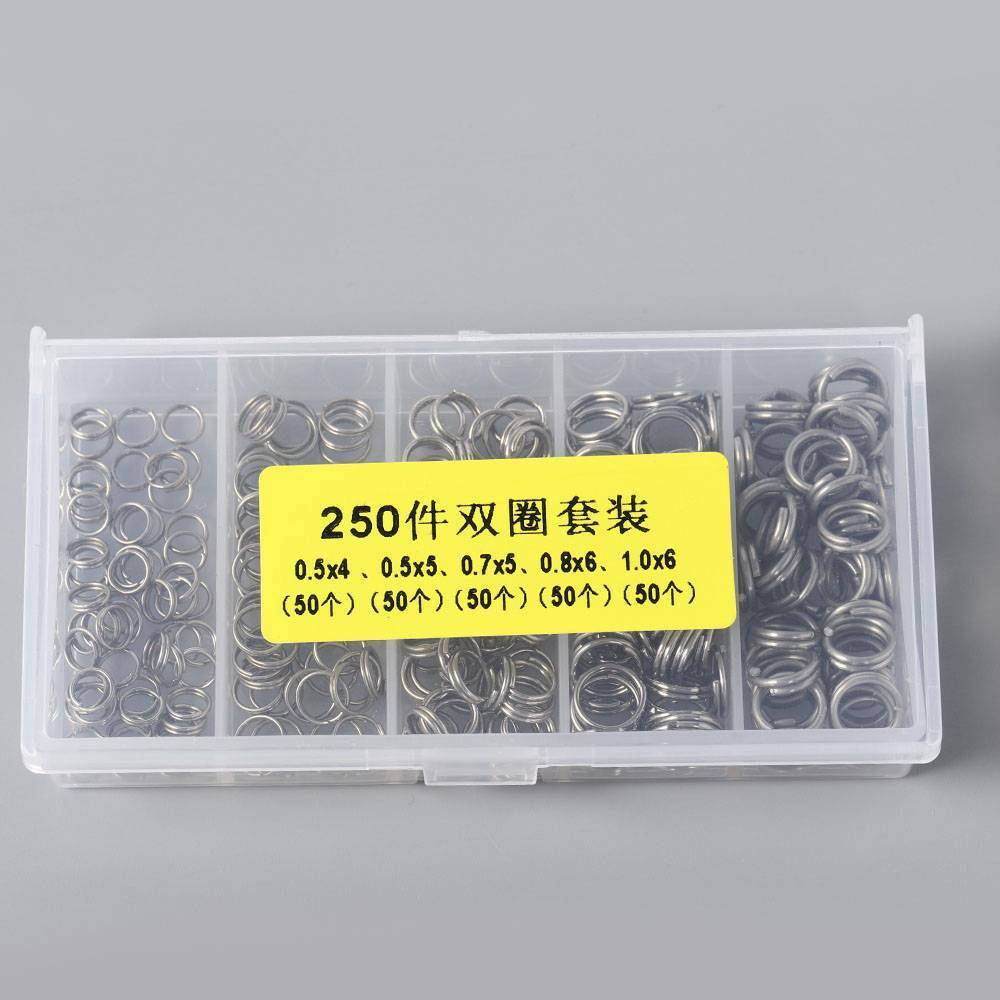 250pcs 5 Size Fishing lures Split Rings Stainless Steel For Fish Snap Connector-