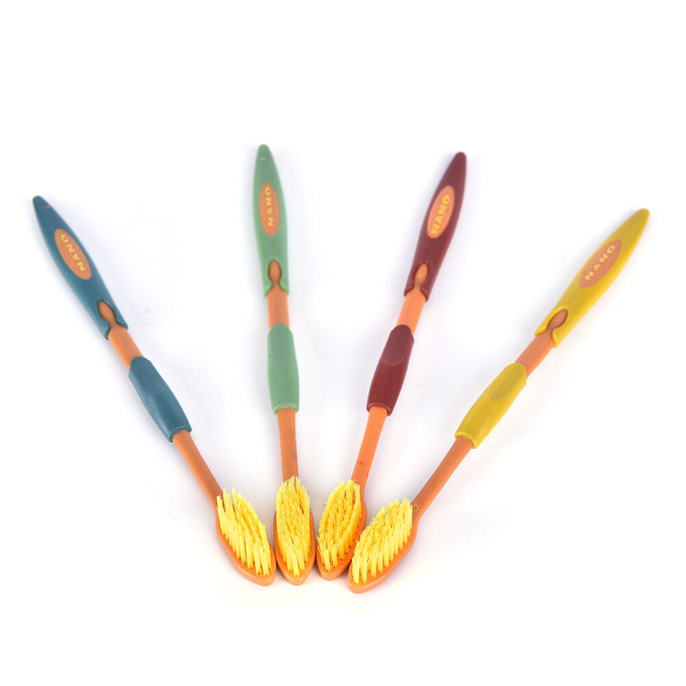 4 Pcs Double Soft Bamboo Charcoal Nano Brush Home Oral Care Toothbrushes .l8