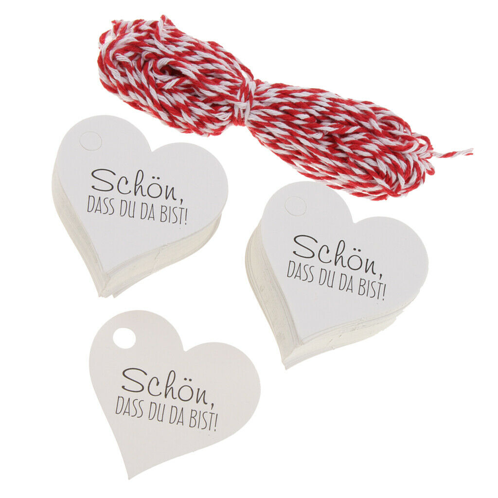 Lots 100 Kraft Gift Tags Label Luggage Blank + Strings Wedding Scallop White