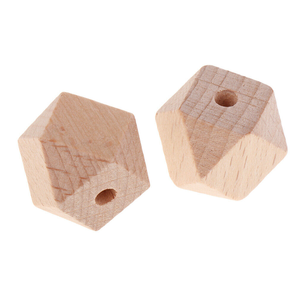 20 Pieces Unpainted Beech Wood Plain Loose Octagonal Beads Jewelry Making