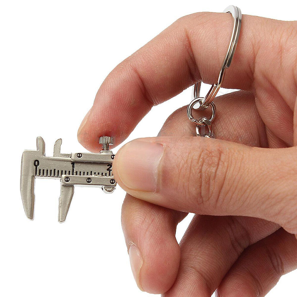 Useful Mini Vernier Caliper Tool Pendant Slider Slides Keyring Key Chain 10CM US