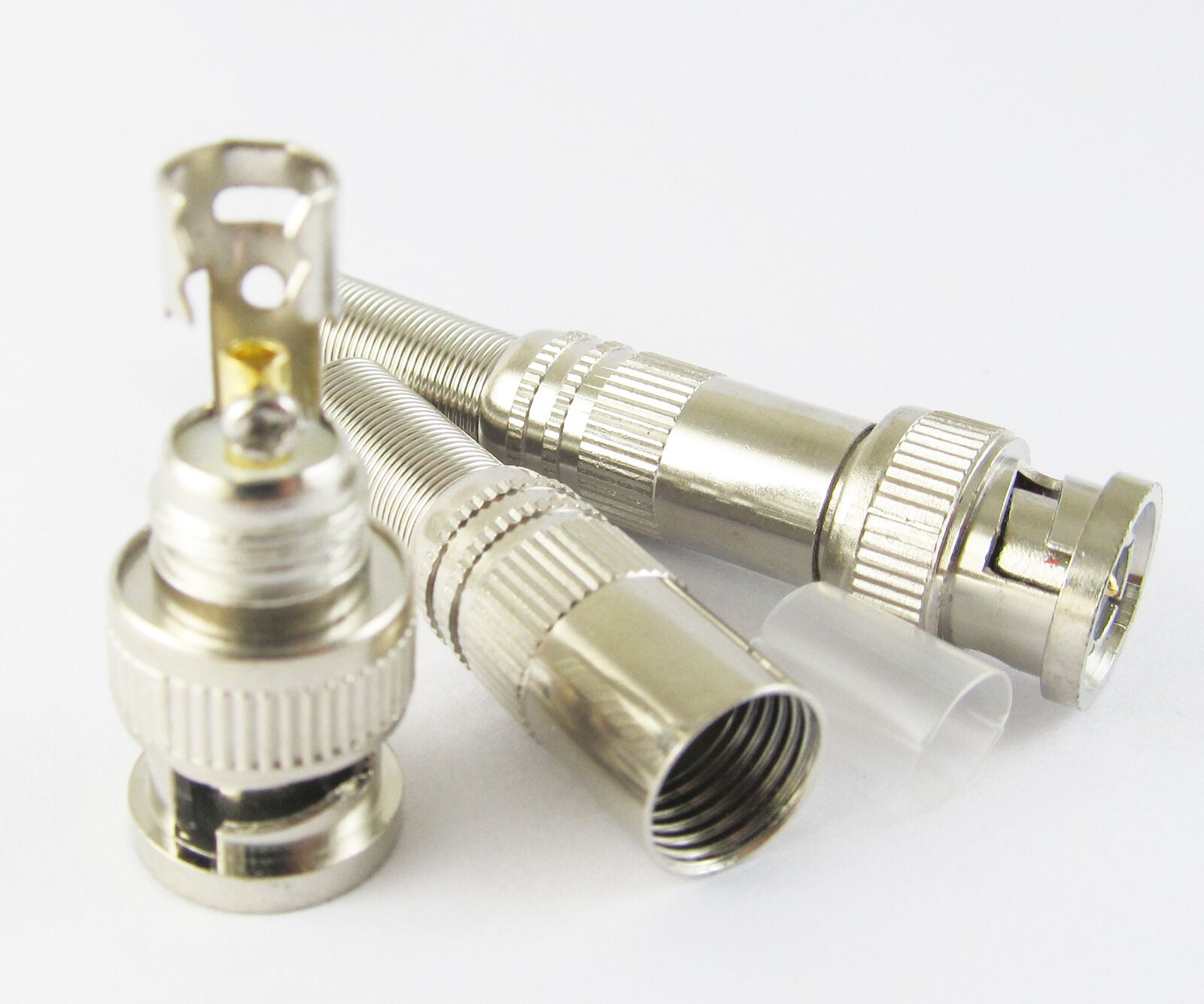 50pcs Metal BNC Plug Male w/spring for CCTV Free Soldering