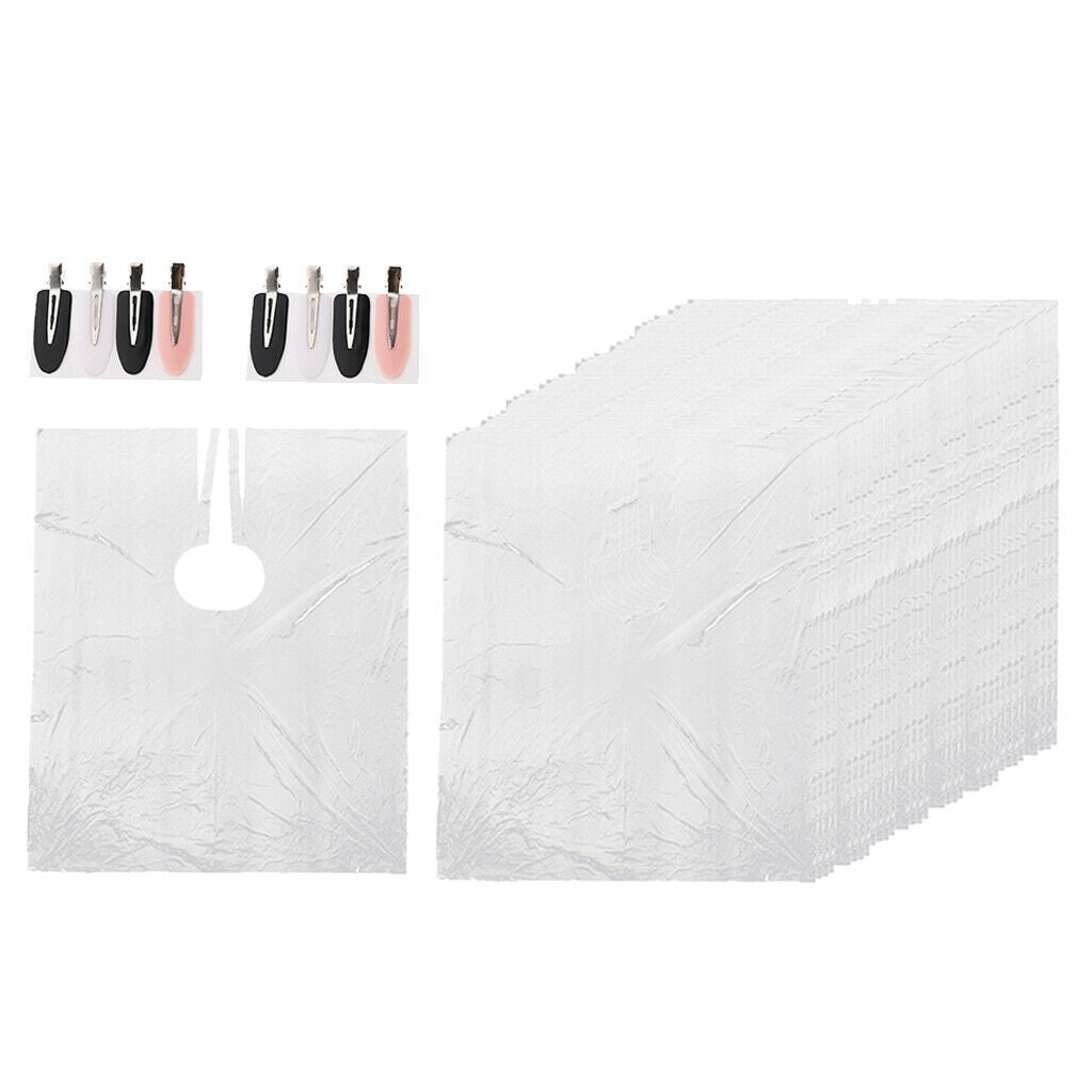 100pcs Hair Cutting Capes Gowns Stylist Salon Barber Apron w/ 8x Hair Clips