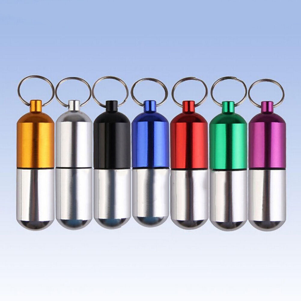 Waterproof Aluminum Medicine Pill Box Case Bottle Holder Container Keychai.l8
