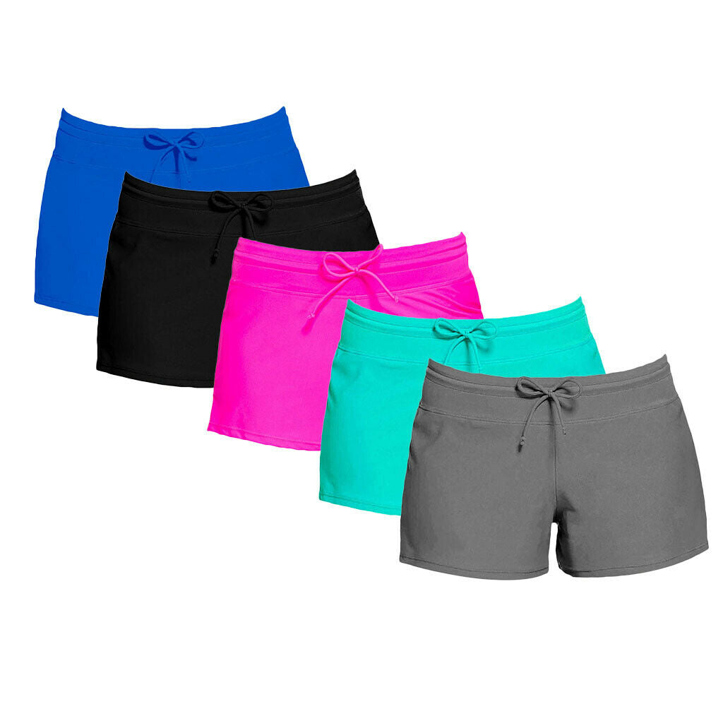 Women Swim Boardshort Boy Style Shorts Surf Bikini Swimwear Bottom 3XL Black
