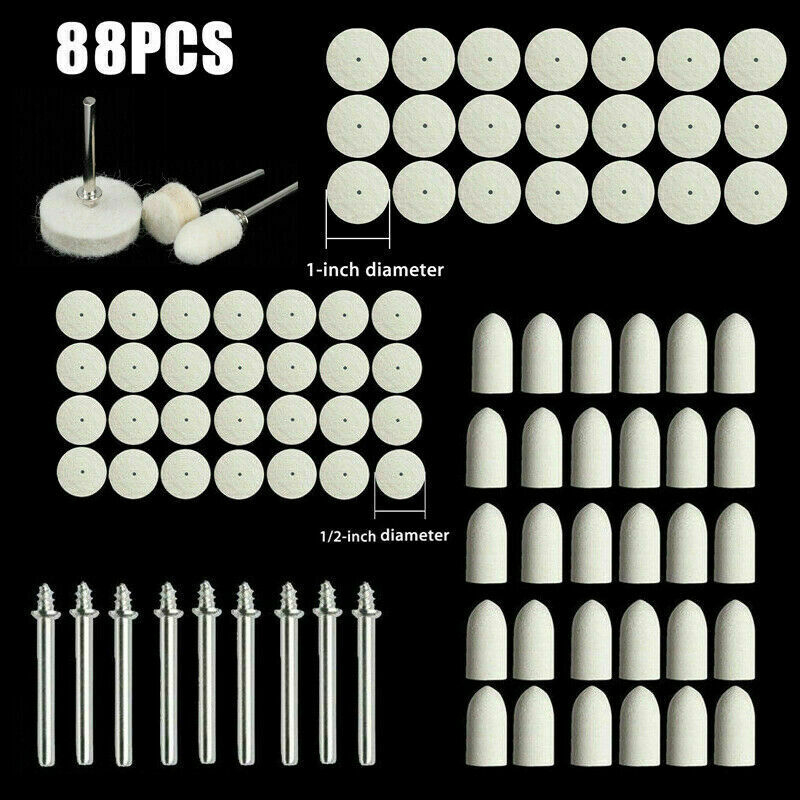 88 Soft Felt Polishing Buffing Wheel Mixed Set Accessory for Dremel Rotary Tool