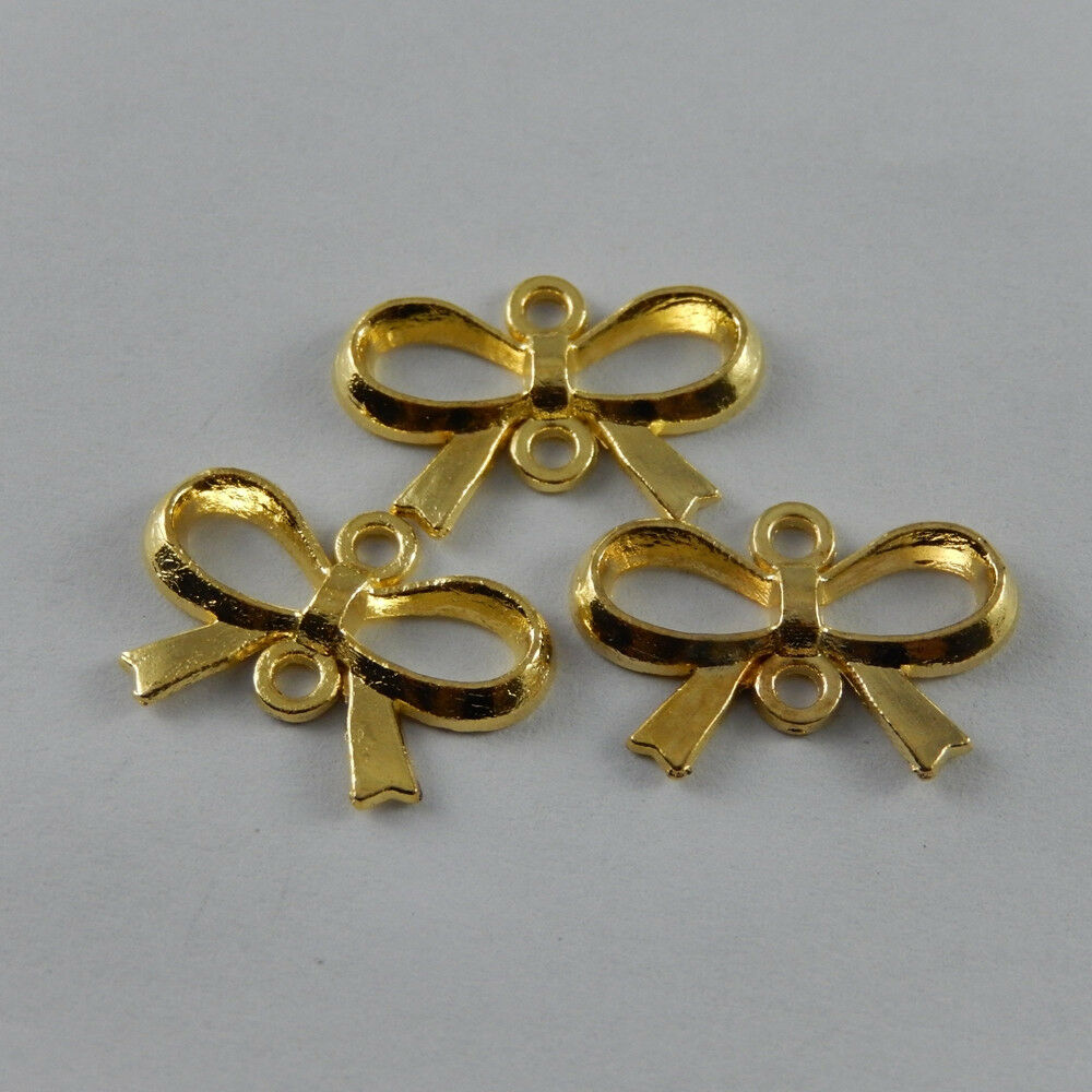45pcs/lots Golden Color Alloy Bow-knot Jewelry Connector Making Charms Pendants