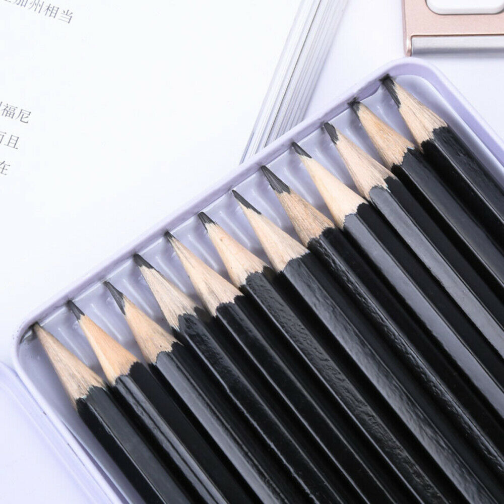 12Pcs Pre Sharpened Black Wood Pencils Drawing Art Student School Supplies