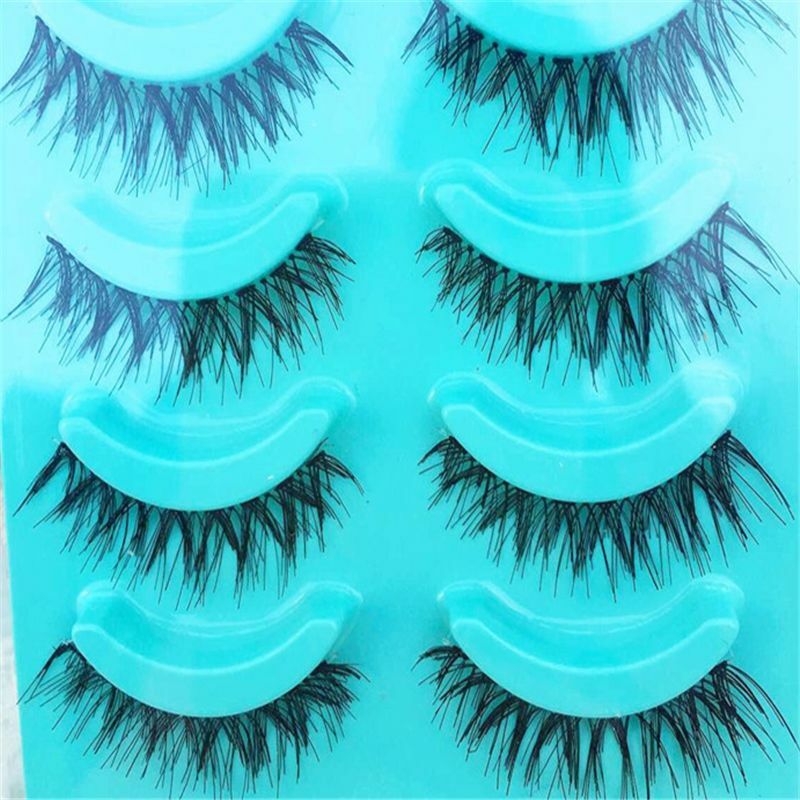 5PAIRS Sexy Natural Black Eye Lashes Handmade Messy Cross False Eyelashes Makeup
