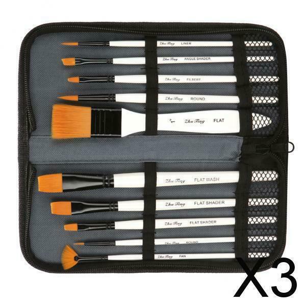 3X 10Pcs Professional Art Paint Brushes Set for Watercolor Acrylic Oil Painting