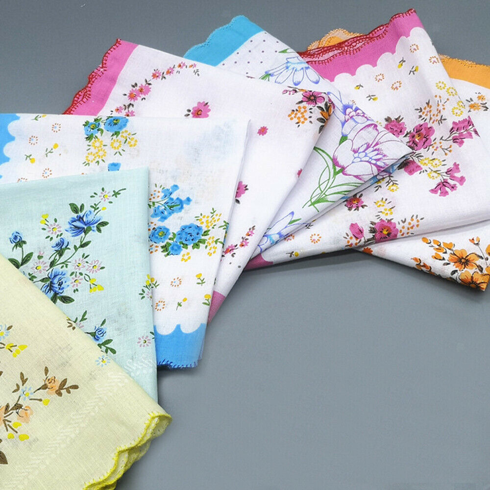10PCS Women Handkerchief 100% Soft Cotton Assorted Girls Accessory Pocket Square
