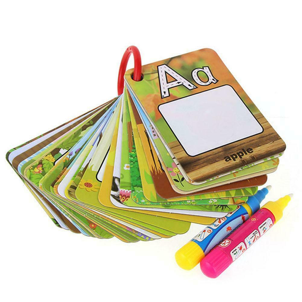 26 English Learning Card Magic Pen Set Water Drawing Painting Board Toys @
