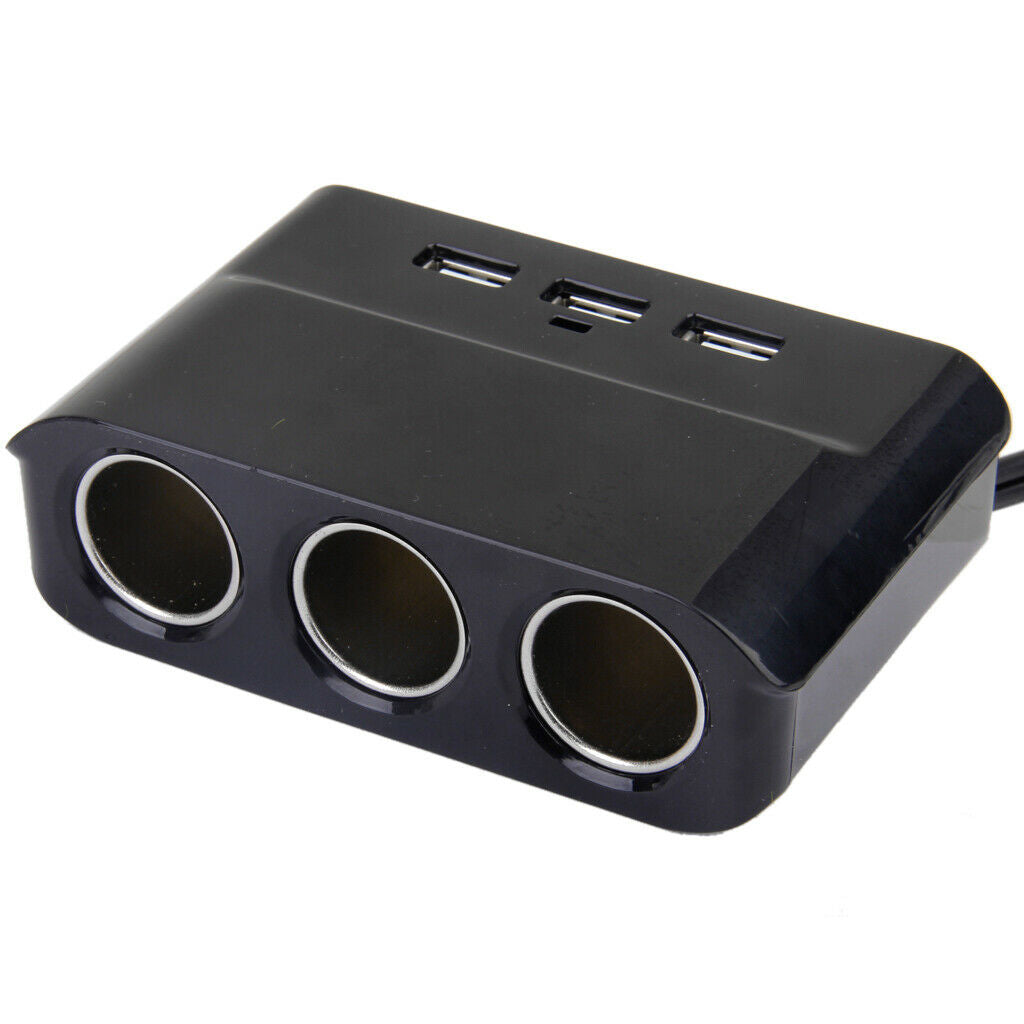 MagiDeal 3 Way Multi Socket Car Cigarette Splitter USB Port Charger 12V-24V