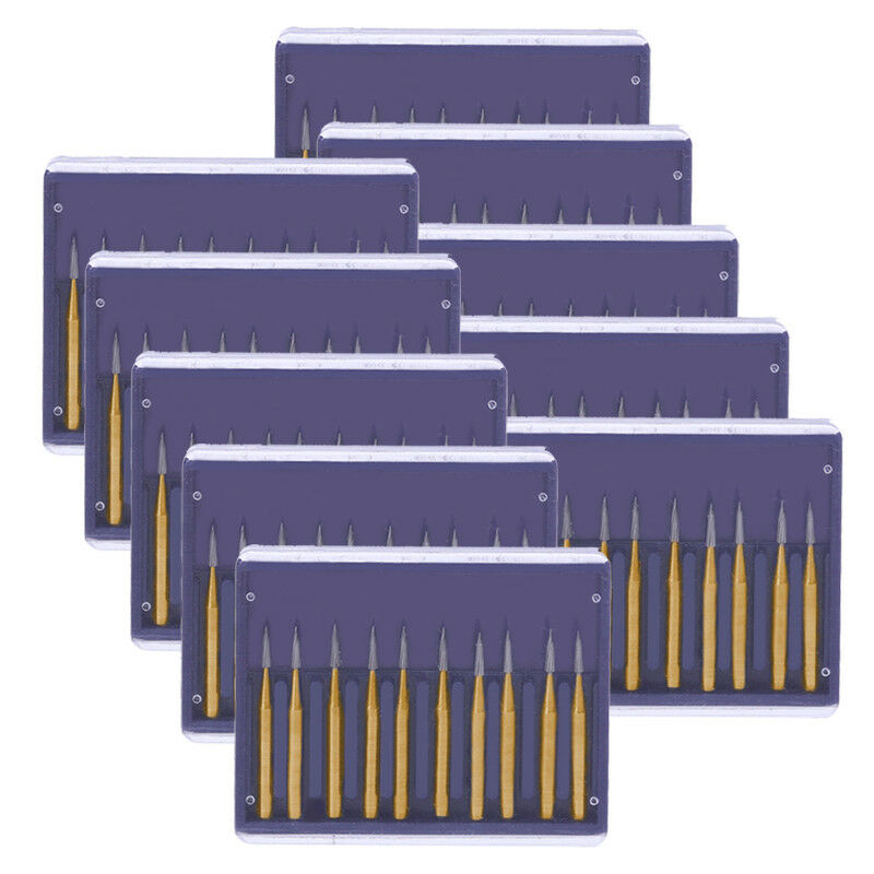 3 Box Dental Tungsten Steel Carbide Burs Titanium Coated FG7901 （Friction Grip）