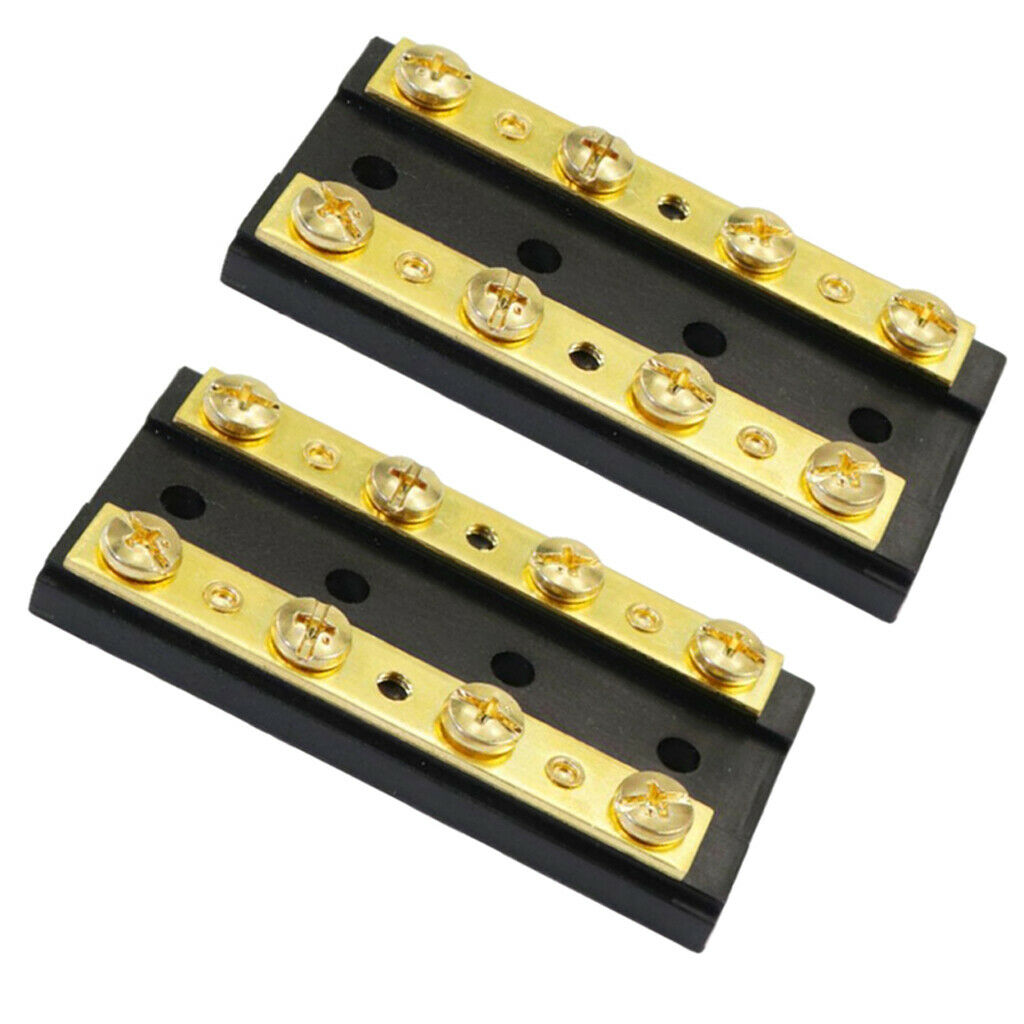 2Pcs Engine Car 4 Gang Duel Buss Bar Block 8 Terminal 32V 60A Dual Bus Bar
