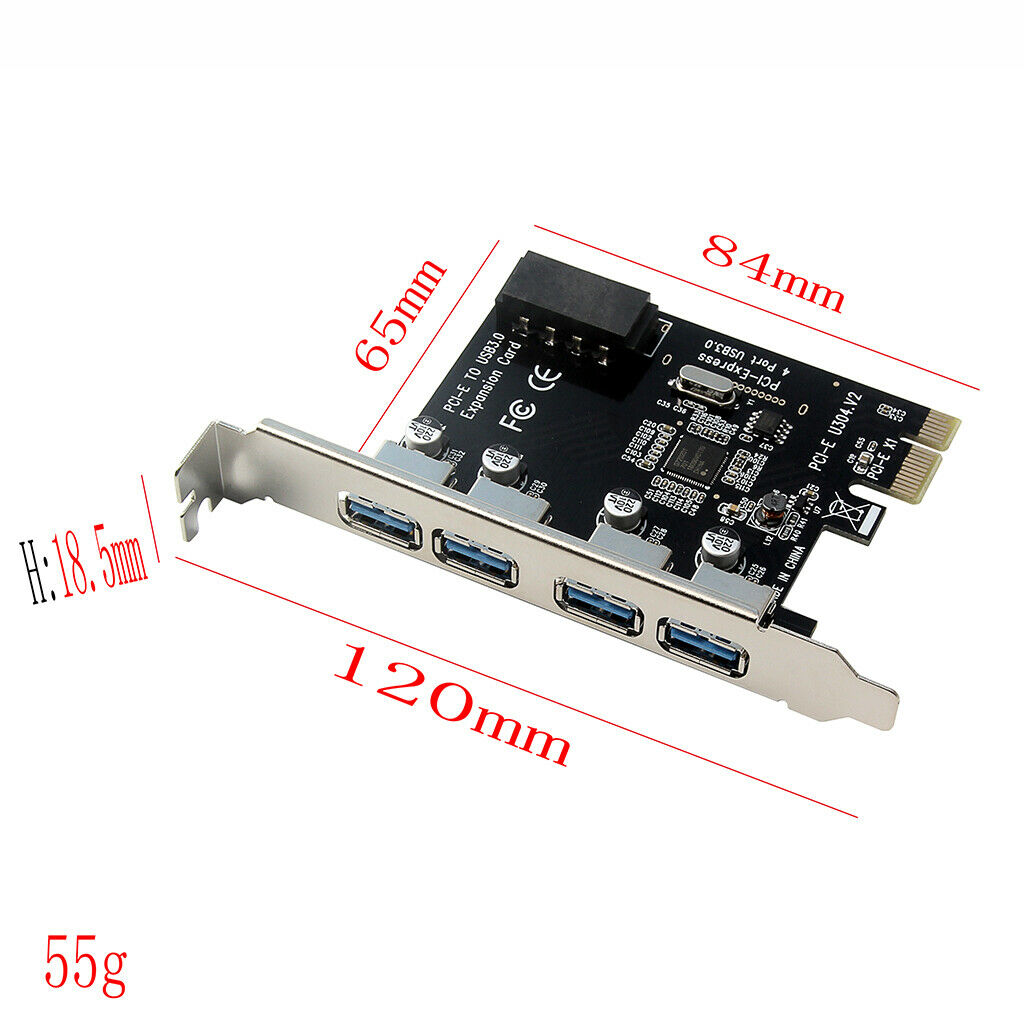 PCI-E to USB3.0 5Gbps Expansion Adapter Card Rear 4Port NEC Chip NEC720201