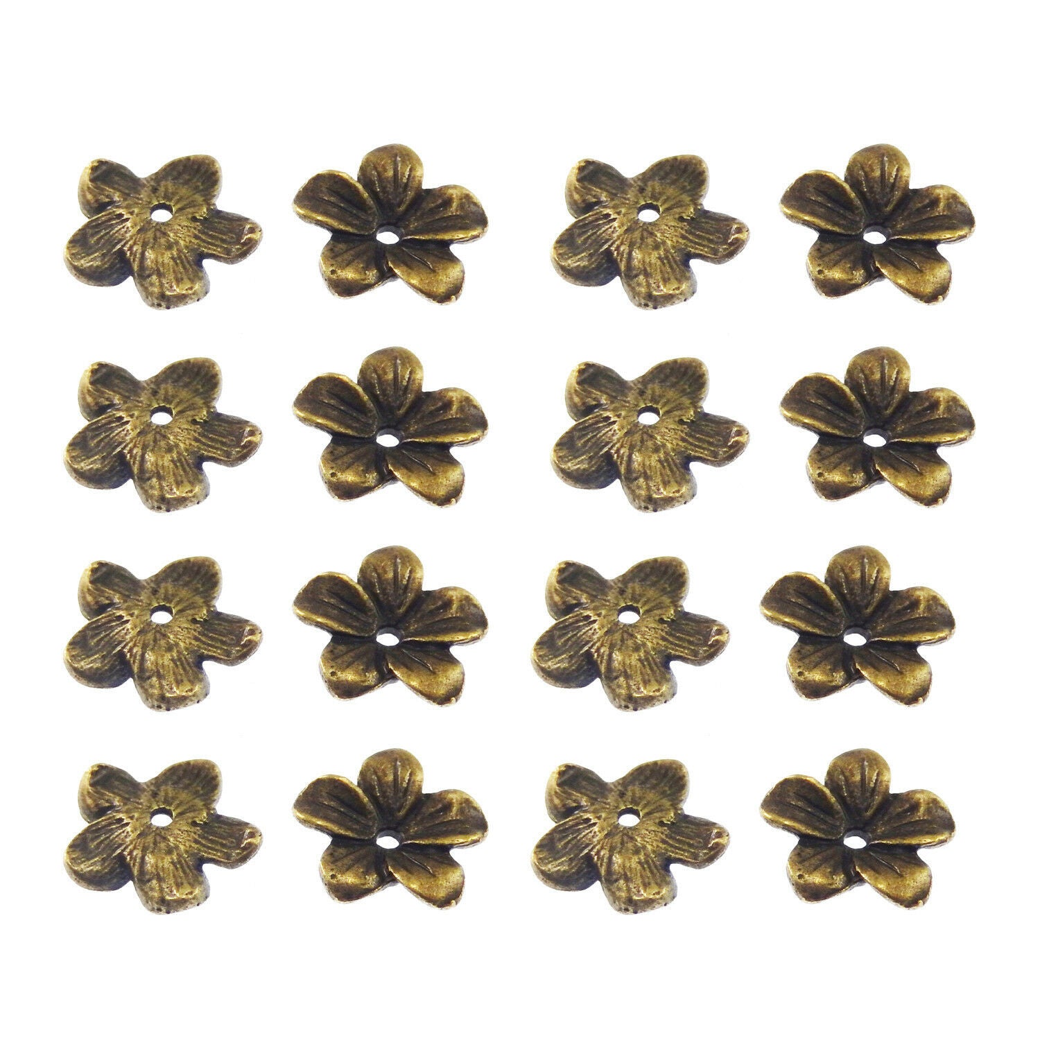 20pcs/pack Antiqued Bronze Alloy Plum Blossom Flower Beads Jewelry Making Charms
