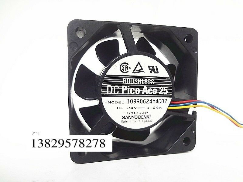 For 1pc Sanyo 109R0624M4D07 fan 24V 0.04A 60*60*25mm 3pin