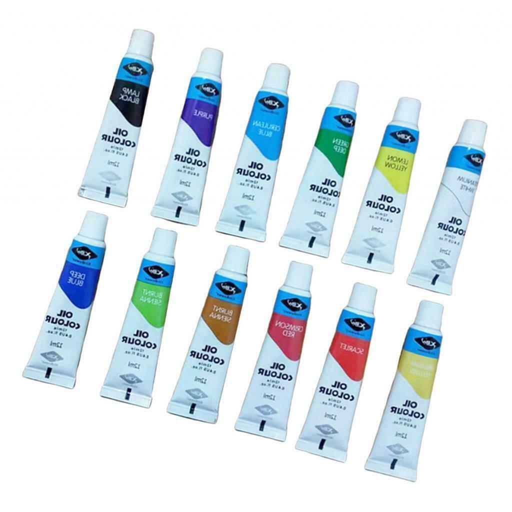 Set of 12Pcs Oil Paints 12ml Tubes Creative DIY Oil Painting Drawing Coloring