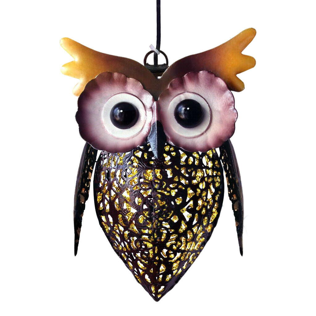 LED Owl Solar Lights Hanging Lantern Night Lamp for Garden Lawn Courtyard