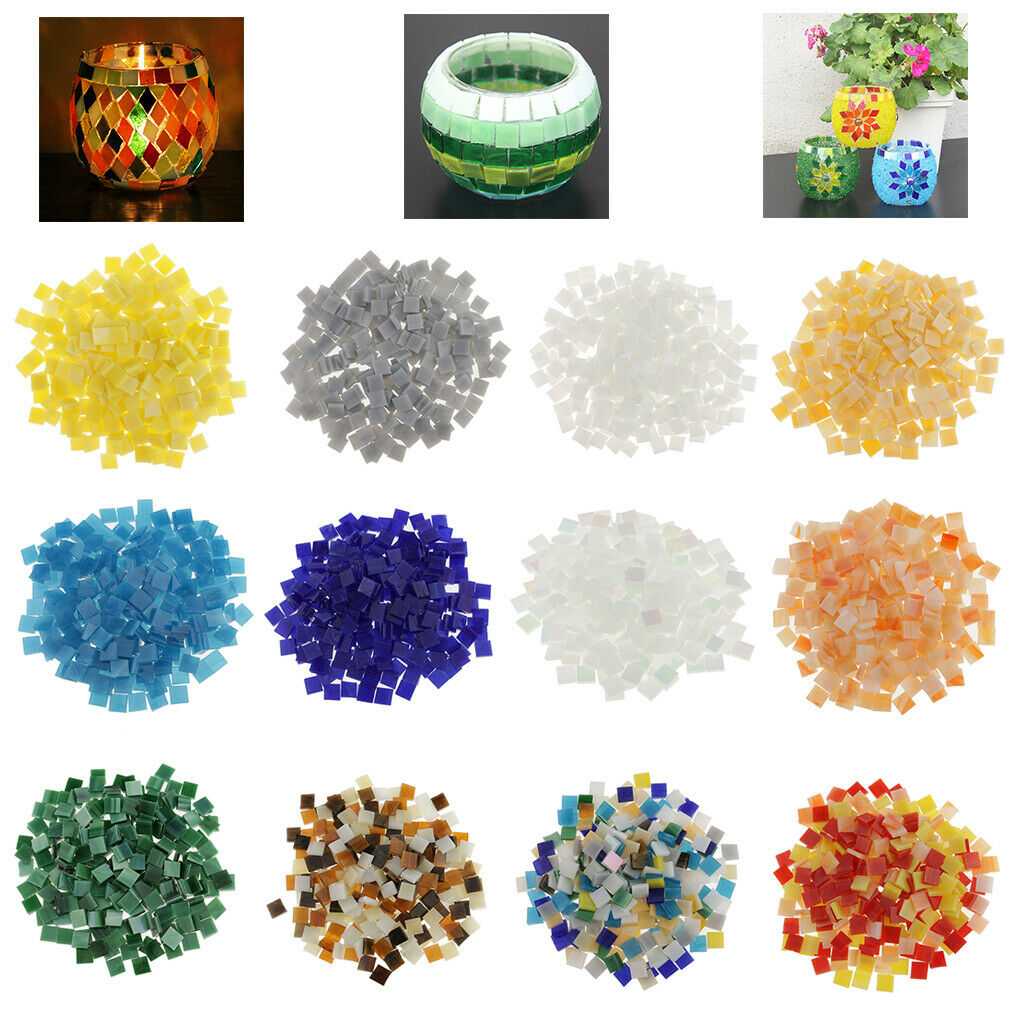 250Pcs Colored Stained Glass Mosaic Tiles Pieces Square Supplies for Kids Mosaic