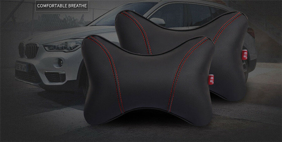 1x Car Wear-resistant PU Leather Car Headrest Breathe Seat Head Neck Rest Pillow