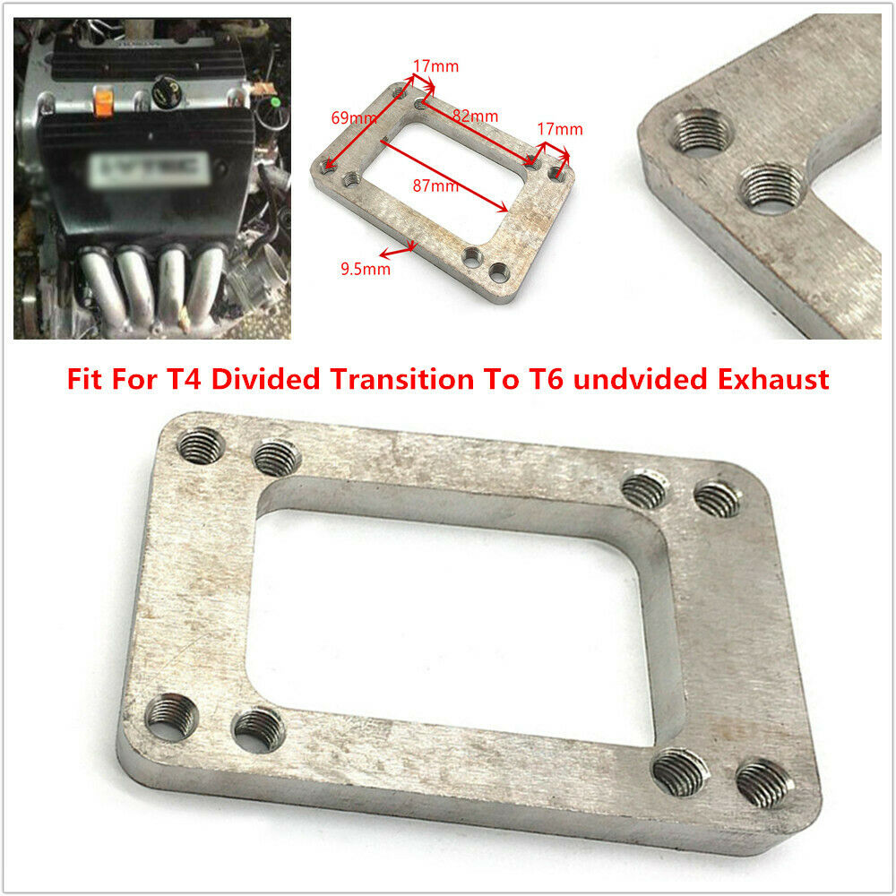 Turbo Manifold Flange SS Steel adapter T6 to T4 undivided Exhaust 8 Holes 3/8"