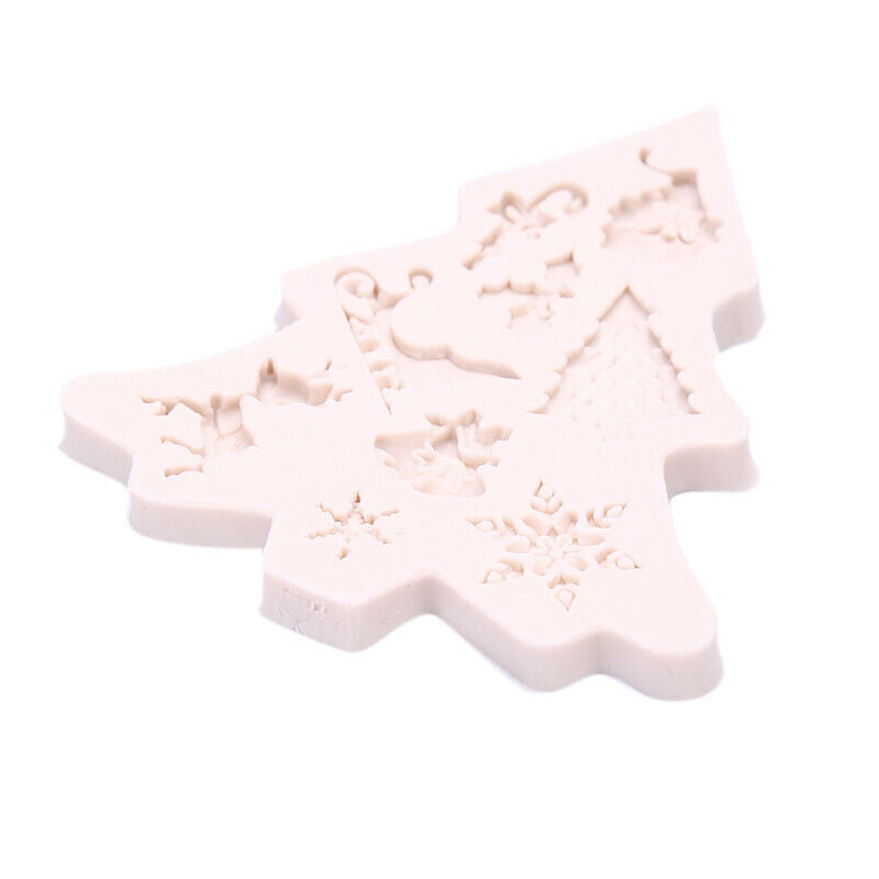 1PC Santa Claus Chocolate Fondant Cake Mold Xmas Tree Silicone Christmas .l8
