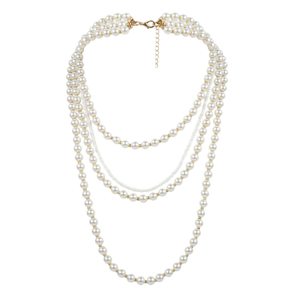 Fashionable Multilayer Necklace Pearls Chunky Jewelry Sweater Chain Decor