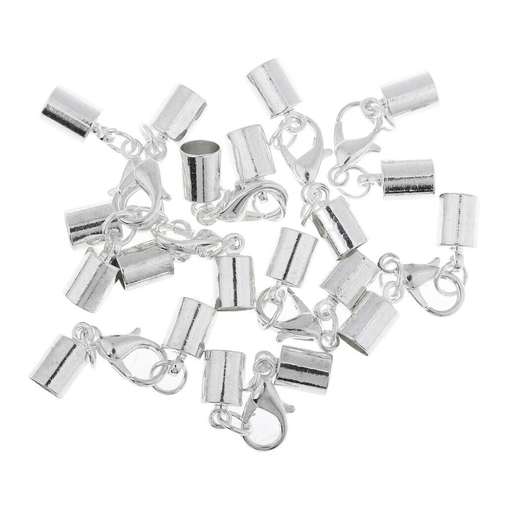 10pcs Cord End Caps with Lobster Clasp for Leather Cord Bracelet Necklace