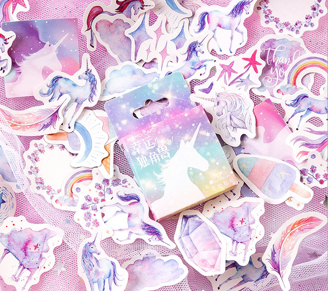 46Pcs/pack Cartoon Unicorn Scrapbooking Stickers Scrapbooking Embellishments