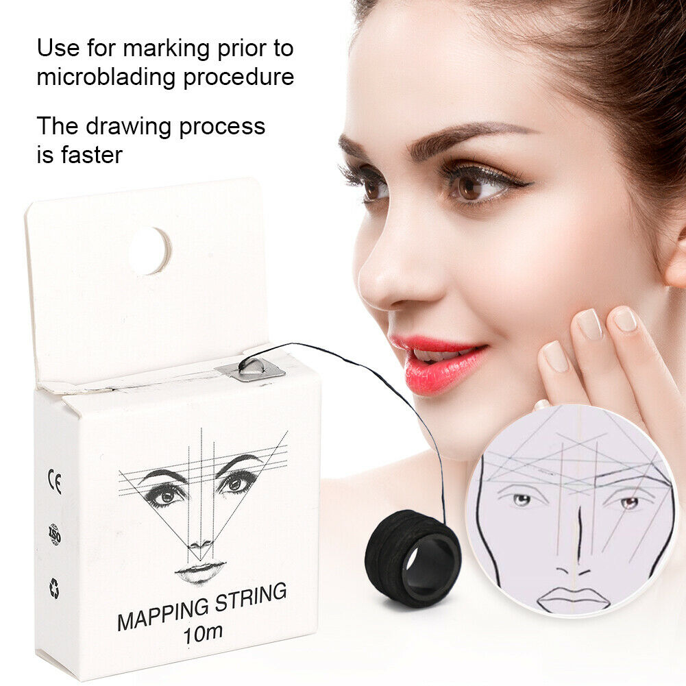 Pre-Inked Eyebrow Mapping String |Natural Bamboo Charcoal | Microblading PMU Kit