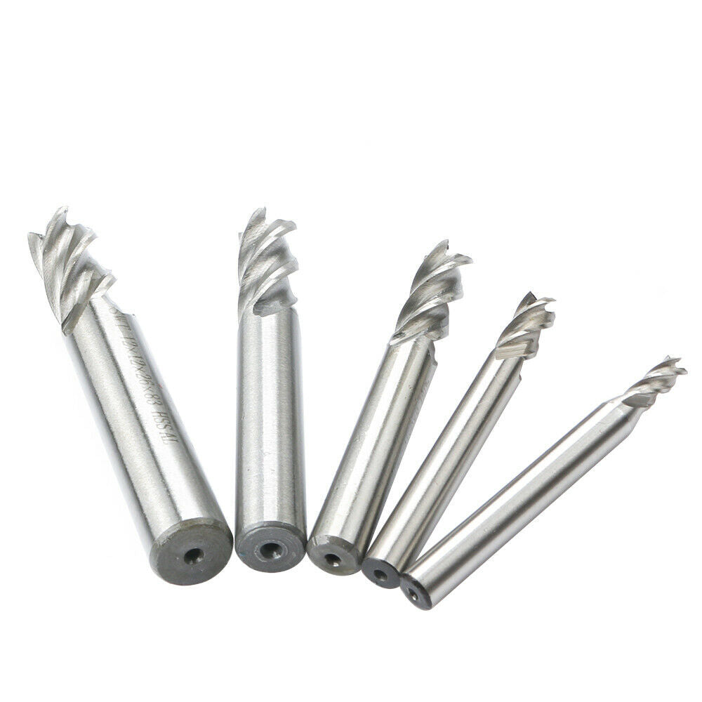 5pc/Set HSS CNC Straight Shank 4Flute End Mill Router Drill Bit Cutter Tool