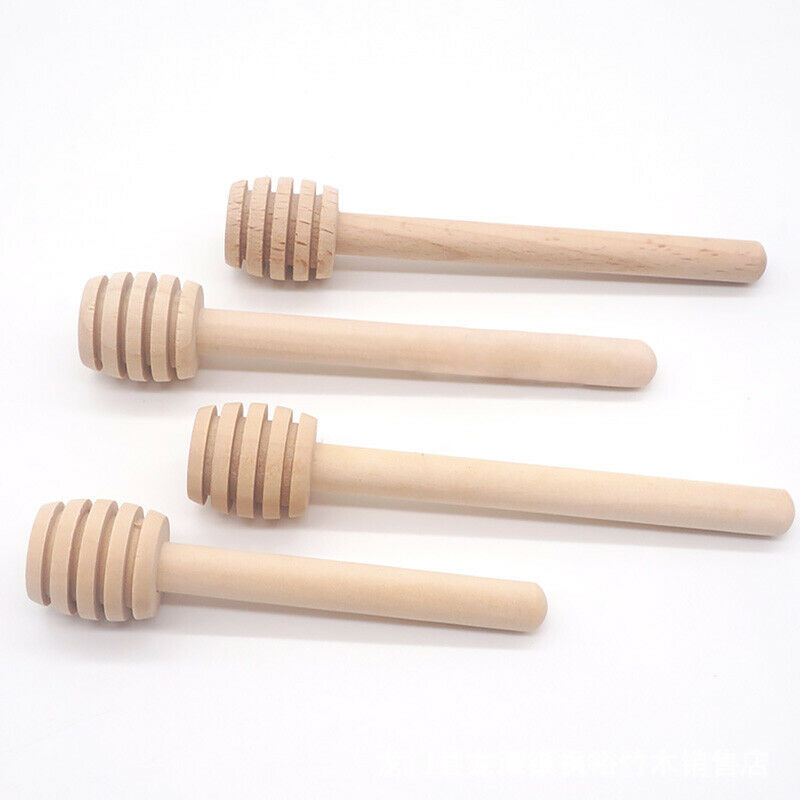 5Pcs Honey Wooden Dipper Drizzler Stir Long Handle Coffee Tea Stirring Rod Stick