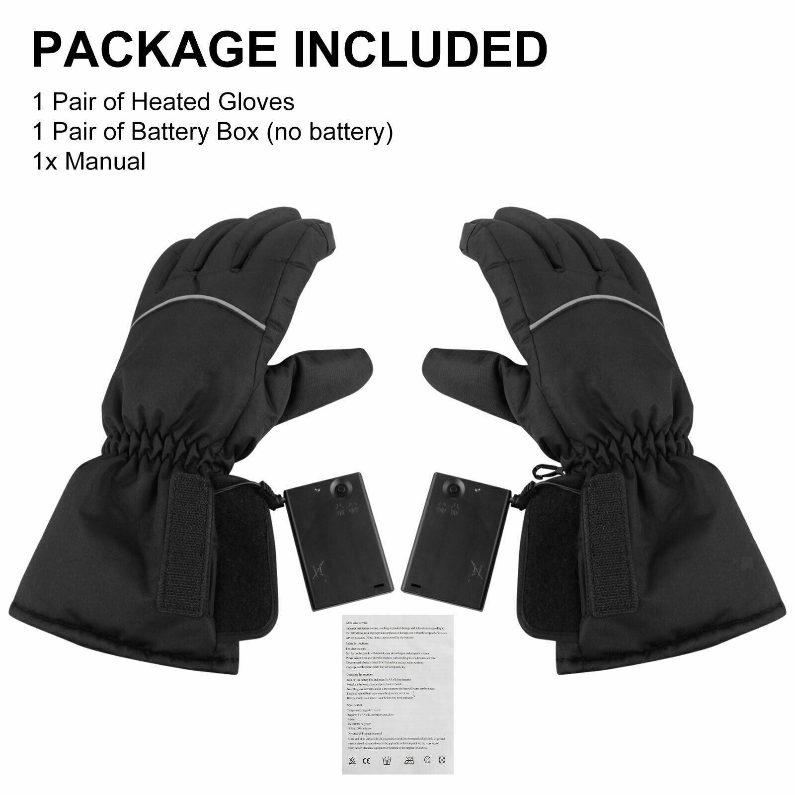 Warm Thermal Heated Gloves Touch Screen for Men Women BMX UTV Outdoor Ski